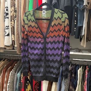 Missoni Black, Orange, Purple Chevron Cardigan
